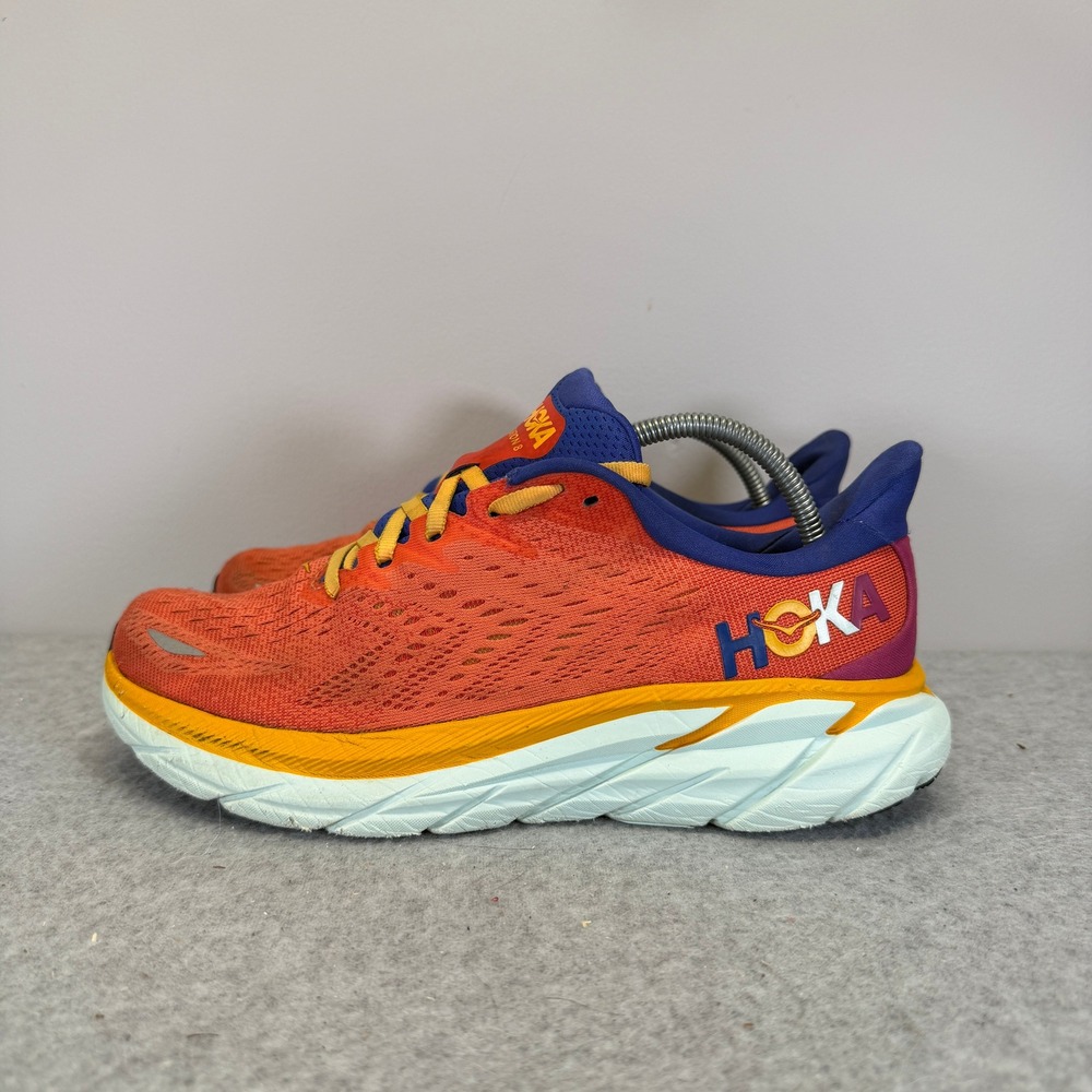 Hoka Clifton 8 Womens Shoes Size 7.5 Flame Blue Glass Running Shoes 1119394 FBLN